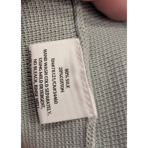 Eileen Fisher Green Silk Cotton Knit Cardigan Size Medium - Picture 4 of 4